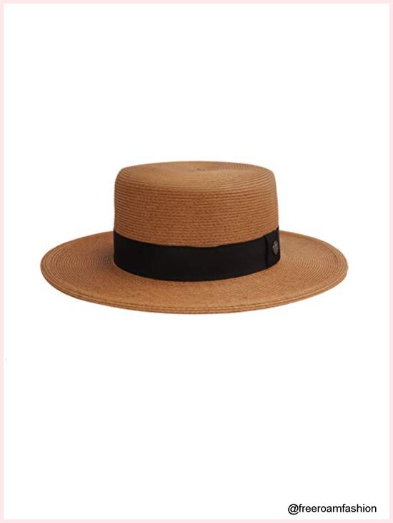 Fine Braid Straw Sun Hat with UPF50+ Wide Brim, Boater Style, Crushable for main image 5